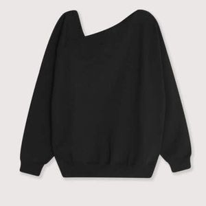 OAK + FORT black asymmetrical neckline sweater